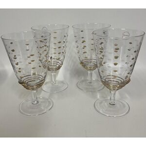 Vintage Gorham Handcut And Painted Set Of 4 Glass Cups